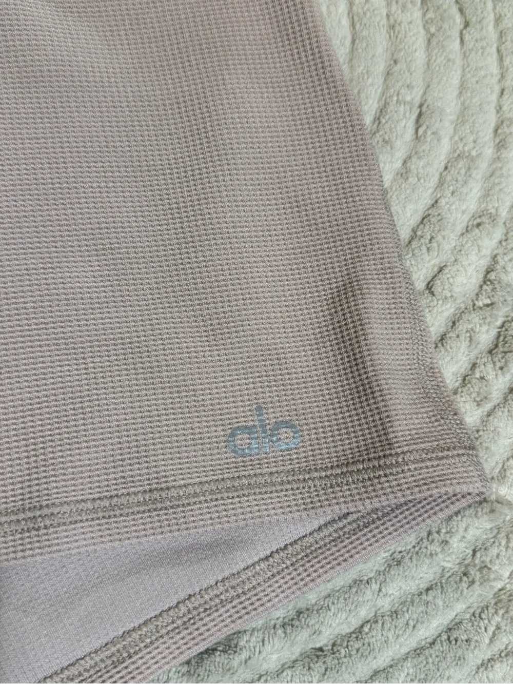 ALO Yoga Ribbed Waffle High-Waist Shorts in Blush